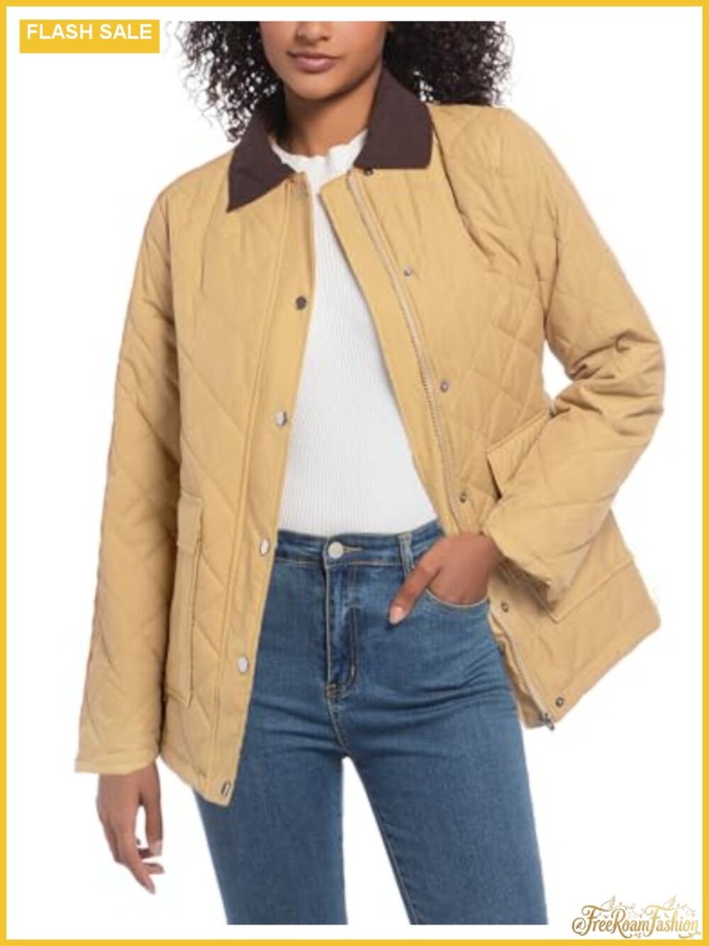 Quilted Barn Jacket Corduroy Collar Lightweight Puffer Winter Coat Pockets